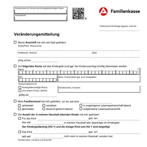 Dokumentvorschau: Wichtige Informationen zur KG45 Veränderungsmitteilung — Familie (CERFA n°kg45_ba032780)