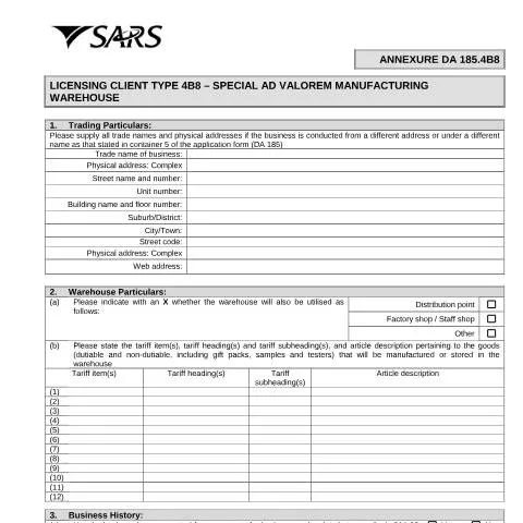 Document preview: Understanding the DA 185.4B8 Form for Businesses — Government & admin (CERFA n°DA 185.4B8)