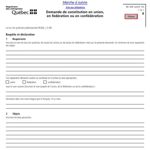 Document preview: How to Establish a Union, Federation, or Confederation in Quebec (French) — Government & admin (RE-306)