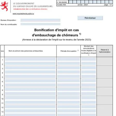 Aperçu du document Optimisez vos recrutements avec la bonification d'impôt 805F — Impôts & fiscalité (CERFA n°805 F)