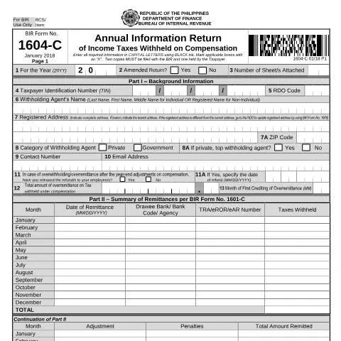Document preview: Mastering BIR Form No. 1604-C for Employers — Government & admin (CERFA n°1604-C)