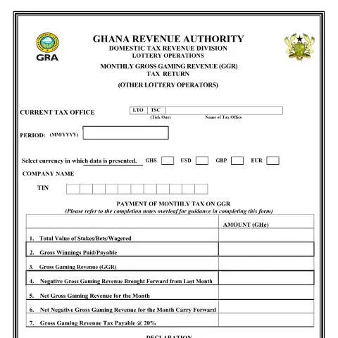 Document preview: Navigating the Monthly GGR Tax Payment Return in Ghana — Taxes