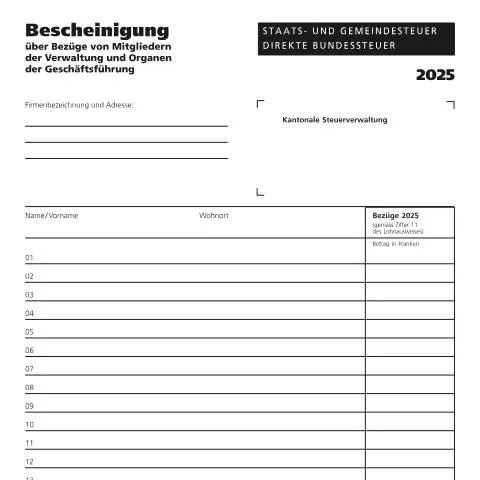 Dokumentvorschau: Bescheinigung über Bezüge von Verwaltungsräten 2025 — Steuern (12)