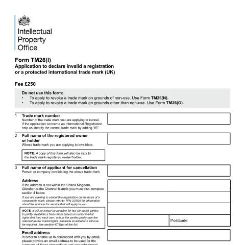 Document preview: How to Challenge Registered Trade Marks Using Form TM26(I) — Legal & justice