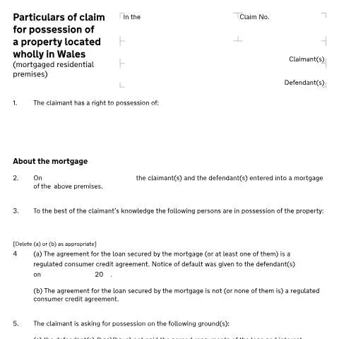 Document preview: Navigating Form N120: Key to Mortgage Possession in Wales — Legal & justice