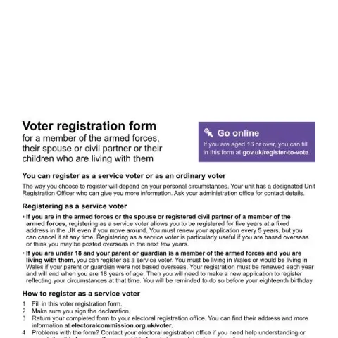 Document preview: Voter Registration for Armed Forces Members and Families — Government & admin (ITR-F-W-Form2026)