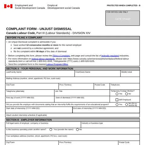 Document preview: Navigating the LAB1190 Complaint Form for Unjust Dismissal — Work & employment (CERFA n°LAB1190)