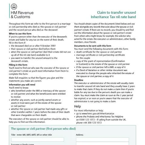 Document preview: Claiming Unused Inheritance Tax Allowances When Executors Don't Act — Taxes