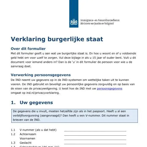 Documentvoorvertoning: Belang van de Bijlage Verklaring burgerlijke staat voor immigranten — Burgerlijke stand & identiteit (CERFA n°7109)