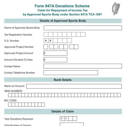 Document preview: Claim Income Tax Repayment for Approved Sports Bodies with Form 847A — Taxes (847A)
