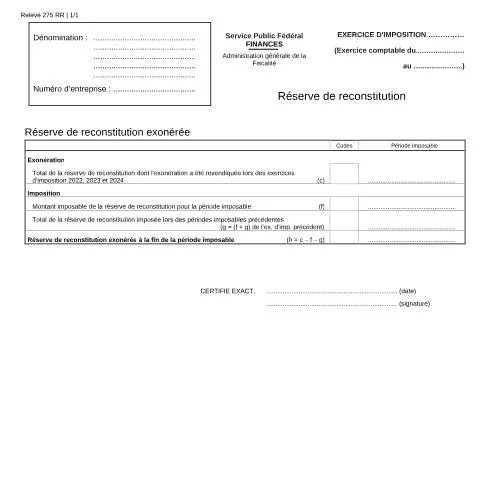 Aperçu du document Comprendre la réserve de reconstitution en Belgique — Impôts & fiscalité (CERFA n°121-275-rr)