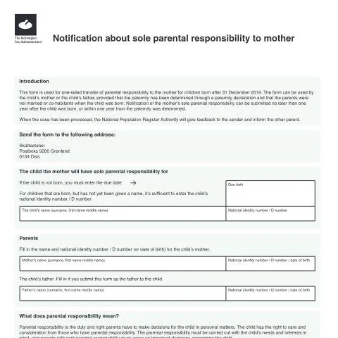 Document preview: Forståelse av skjema Q-0199 for foreldreskap — Familie (CERFA n°Q-0199)