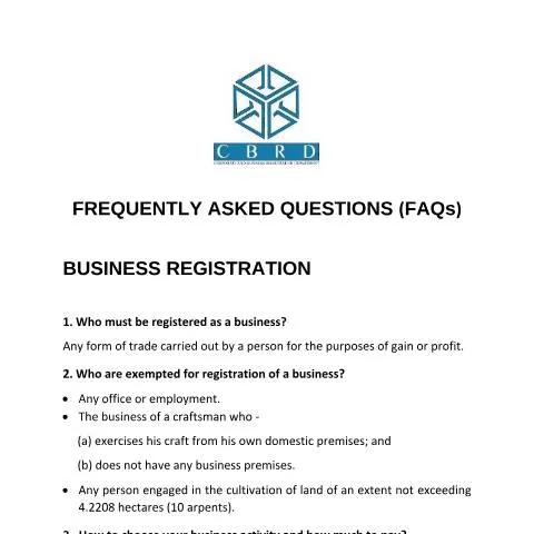 Document preview: Essential FAQs for Business Registration in Mauritius — Government & admin (FAQs_Business_Registration)