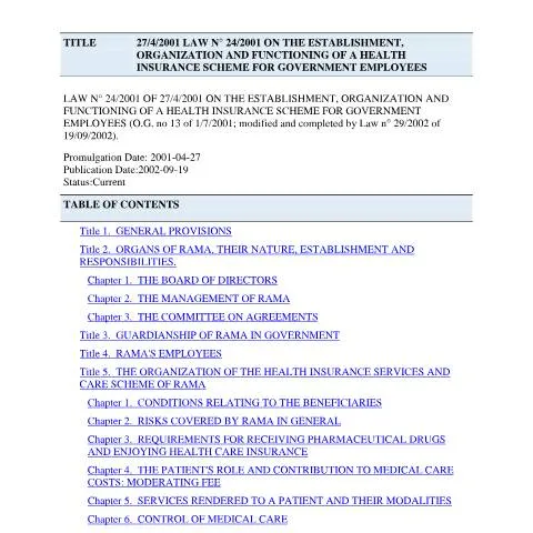 Document preview: Rwanda Law on Government Employee Health Insurance Scheme — Government & admin (CERFA n°law_rama_2001_english_juzsml_e91916f388)