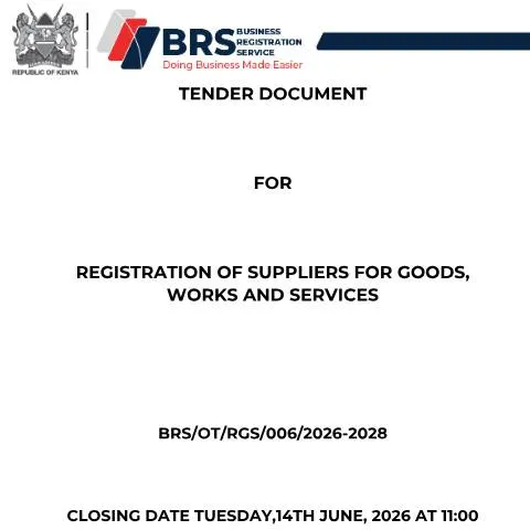 Document preview: Essential Guide to BRS Suppliers Registration in Kenya — Government & admin (CERFA n°BRS-SUPPLIERS-REGISTRATION-TENDER-DOCUMENT)