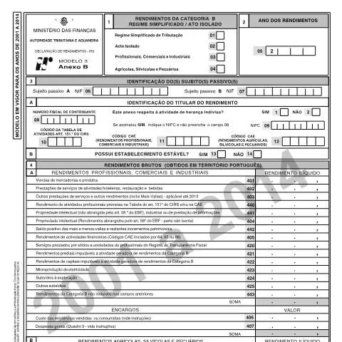 Pré-visualização do documento Guia Completo sobre o Anexo B do IRS — Impostos