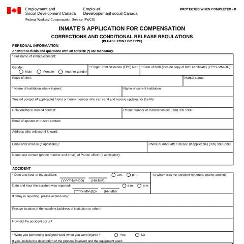Document preview: Navigating the Inmate's Application for Compensation LAB1076 — Work & employment (CERFA n°LAB1076)