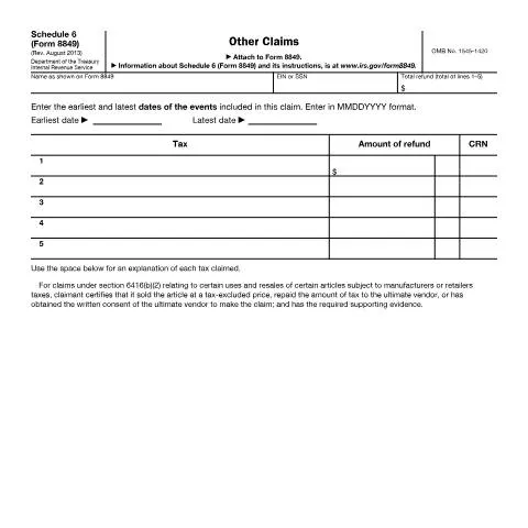 Document preview: Mastering IRS Form 8849 Schedule 6 for Refund Claims — Taxes (CERFA n°8849S6)