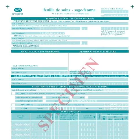 Aperçu du document Comment fonctionne la feuille de soins sage-femme pour vos — Santé (CERFA n°11388*05)