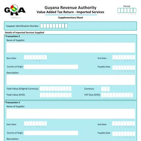 Document preview: Guide to G0001b VATIS Supplementary Sheet v1 for Imported Services in — Taxes