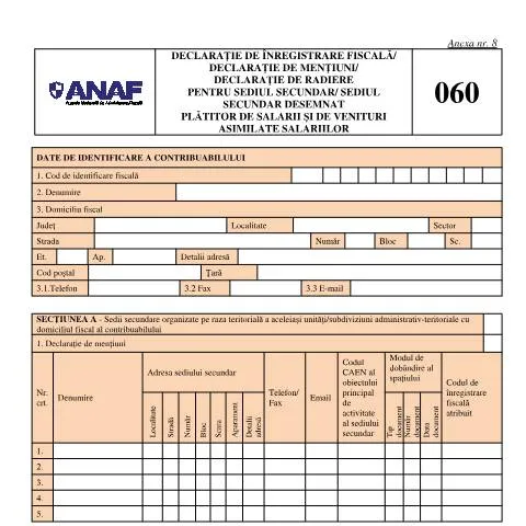 Document preview: Importanța Declarației de înregistrare fiscală D_060_OPANAF_508_2026 — Impozite & fiscalitate (CERFA n°D_060_OPANAF_508_2026)