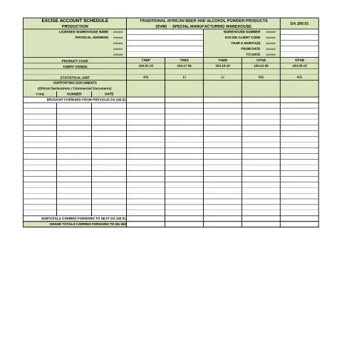 Document preview: Understanding the DA 260 01 Form for African Beer Production — Government & admin (CERFA n°DA 260 01)