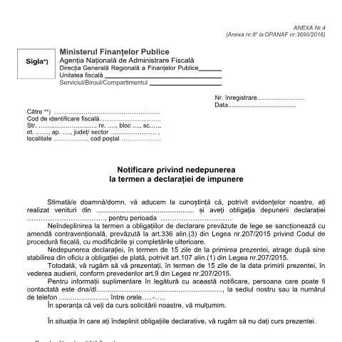 Document preview: Importanța respectării termenelor pentru declarațiile fiscale — Impozite & fiscalitate (CERFA n°A4_OPANAF_3726_2017)