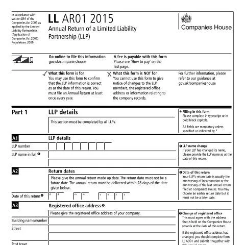 Document preview: Essential Guide to Filing LL AR01 for Your LLP — Business