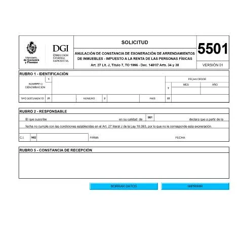 Vista previa del documento Guía Completa sobre el Formulario 5501 de la DGI — Trámites administrativos (CERFA n°5501)