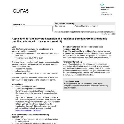Document preview: Vejledning til ansøgning om opholdstilladelse i Grønland — Familie