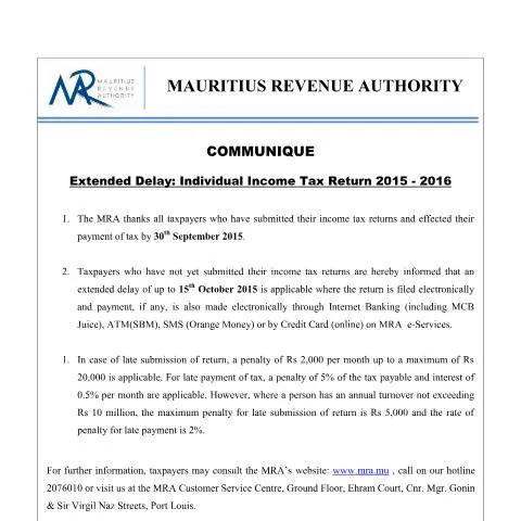 Document preview: Understanding the Extended Delay for Your Tax Return — Taxes (CERFA n°ExtendedDelay011015)