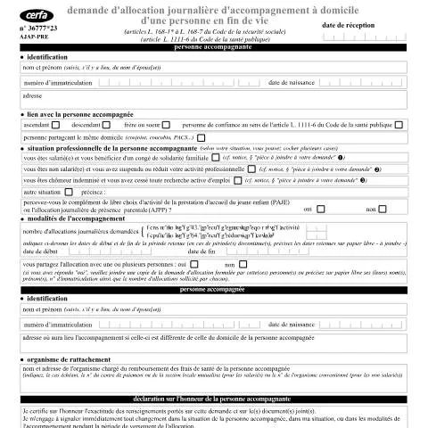 Aperçu du document Formulaire 14555*01 : demander l'aide financière pour accompagner un — Santé (CERFA n°14555*01)