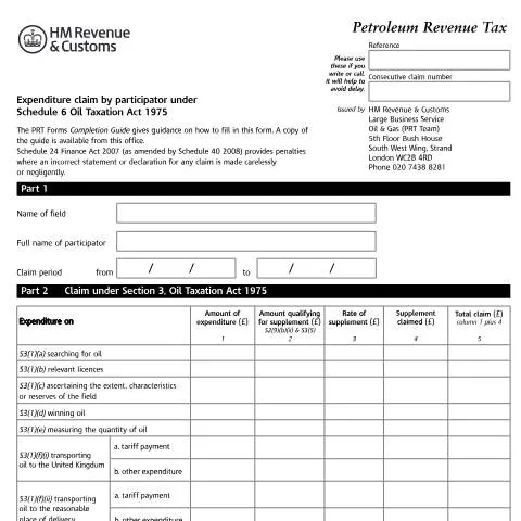 Document preview: Understanding the Petroleum Revenue Tax Claim Form — Taxes
