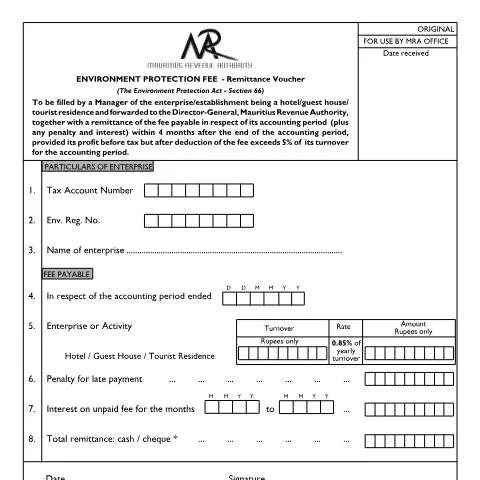 Document preview: Navigating Yearly Payments for Hotels in Mauritius — Government & admin (EPF2012hotel)