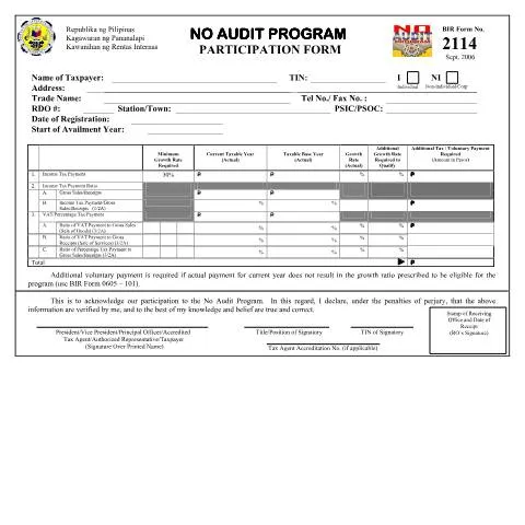 Document preview: Understanding BIR Form No. 2114 for Taxpayers — Government & admin (CERFA n°2114)