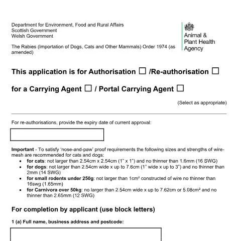 Document preview: Essential Steps for Carry Agent Application in the UK — Government & admin
