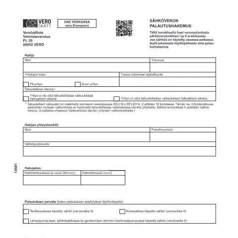 Document preview: Sähköveron palautushakemus (1458) - Ymmärrä prosessi — Verot & verotus (CERFA n°Vero 1458)