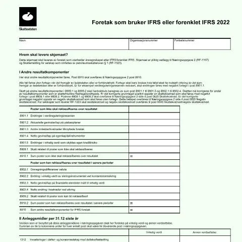 Document preview: RF-1269: Nøkkeldokument for IFRS-rapportering — Skatt & avgifter (CERFA n°RF-1269)