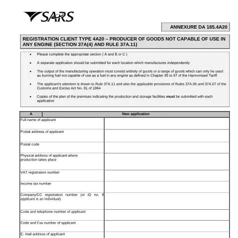 Document preview: Navigating the DA 185 4A20 Form for Non-Engine Goods Producers — Government & admin (CERFA n°DA 185 4A20)