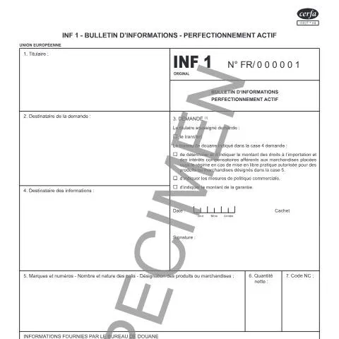 Aperçu du document Bulletin INF 1 - Perfectionnement Actif : Guide Complet du Code — Démarches administratives (CERFA n°11027*04)