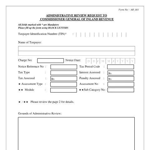 Document preview: Understanding the AR_001 Administrative Review Process in Sri Lanka — Government & admin (CERFA n°AR_001)