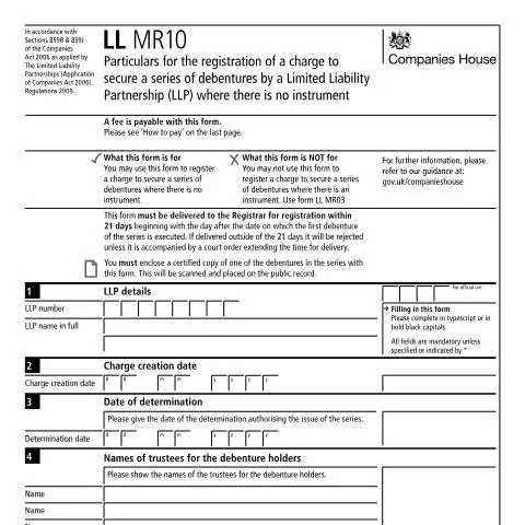 Document preview: Understanding the LL MR10 for LLP Charge Registration — Business