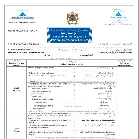 Aperçu du document Explication de l'origine du déficit ou résultat nul déclaré — Impôts & fiscalité (CERFA n°ADC010B-12I)