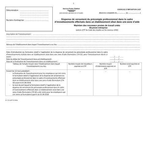 Aperçu du document Comprendre la dispense de précompte professionnel pour les moyennes — Impôts & fiscalité (CERFA n°122-274-apt-8)