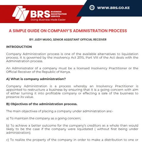 Document preview: Navigating Kenya's Company Administration Process — Government & admin (CERFA n°A-simple-Guide-on-Companys-Administration-Process)