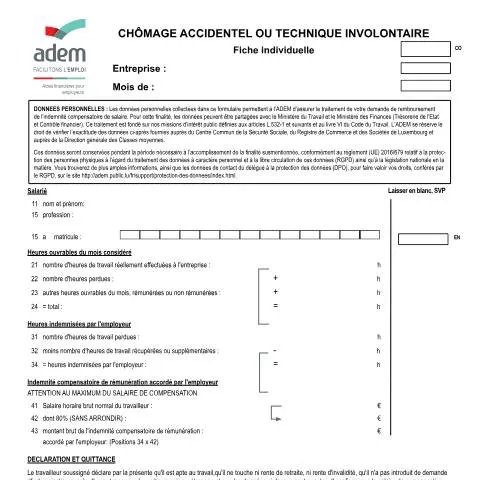 Aperçu du document Comprendre le chômage accidentel et technique involontaire — Emploi & travail (CERFA n°Fiche-individuelle-CHO-acc-tech)