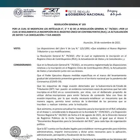 Vista previa del documento Normativa RUC Paraguay 2021 — Impuestos