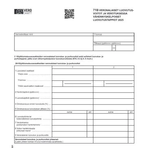 Document preview: Veronalaiset luovutusvoitot ja vähennyskelpoiset luovutustappiot — Verot & verotus (CERFA n°Vero 3058)