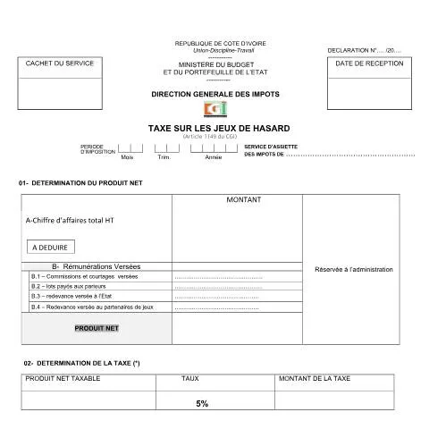 Aperçu du document Comprendre la Taxe sur les Jeux de Hasard en Côte d'Ivoire — Impôts & fiscalité