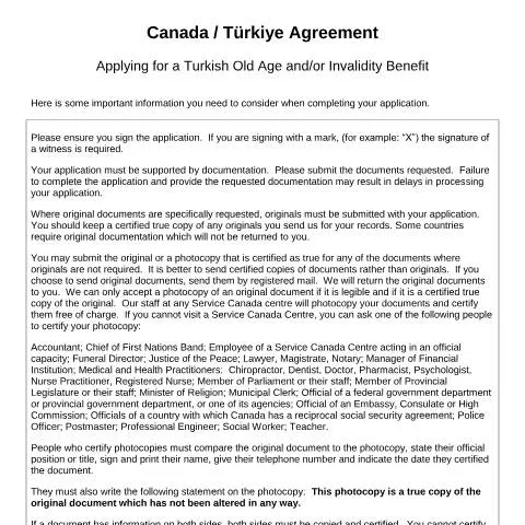 Document preview: Your Guide to the Türkiye/Canada Pension Application Process — Health (CERFA n°TUR-CAN_1_(OA-I))